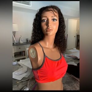 Virgin Dark Brown 100% Curly Human hair, Hand Tied On Lace Front Wig